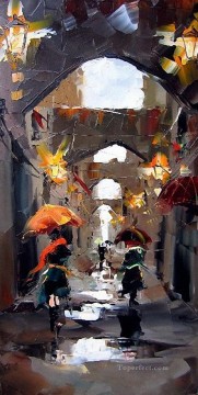  Palette Canvas - Kal Gajoum cityscape 02 with palette knife